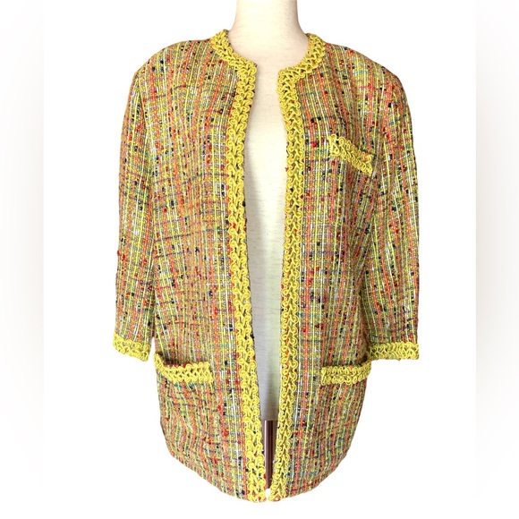 PLEIN SUD PARIS FAYCAL AMOR 1990s VINTAGE NEON TWEED JACKET - Picture 9 of 10